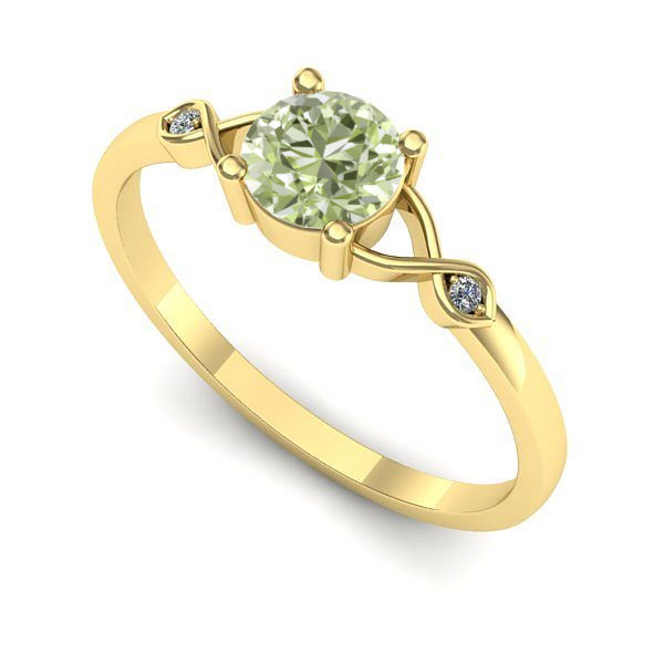 Inel de logodna din aur galben cu diamant de laborator verde