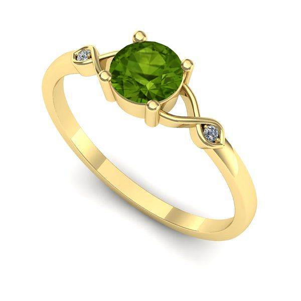 Inel logodna din aur galben cu peridot