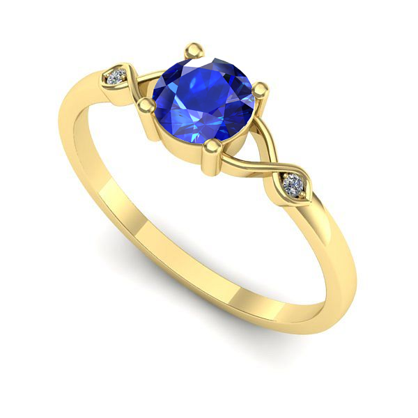 Inel logodna din aur galben cu safir