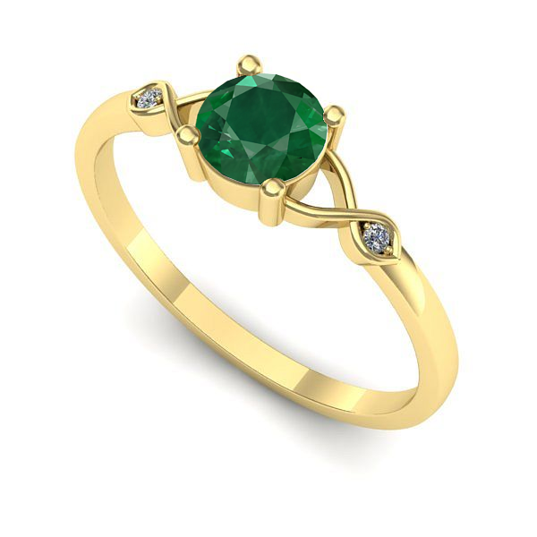 Inel de logodna din aur galben cu smarald