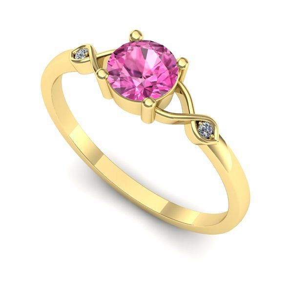 Inel din aur galben cu safir roz