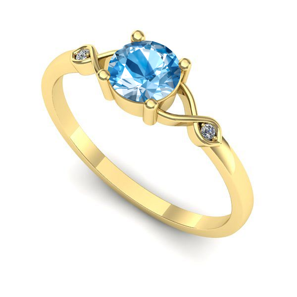 Inel din aur galben cu topaz blue