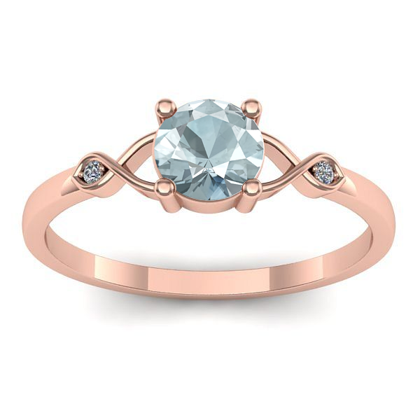 Inel logodna cu aquamarin rotund