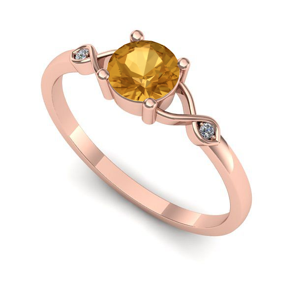 Inel de logodna din aur roz cu citrin