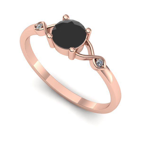 Inel logodna din aur roz cu diamant negru