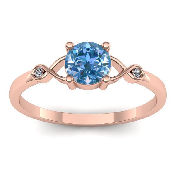 Inel logodna cu diamant de laborator albastru rotund