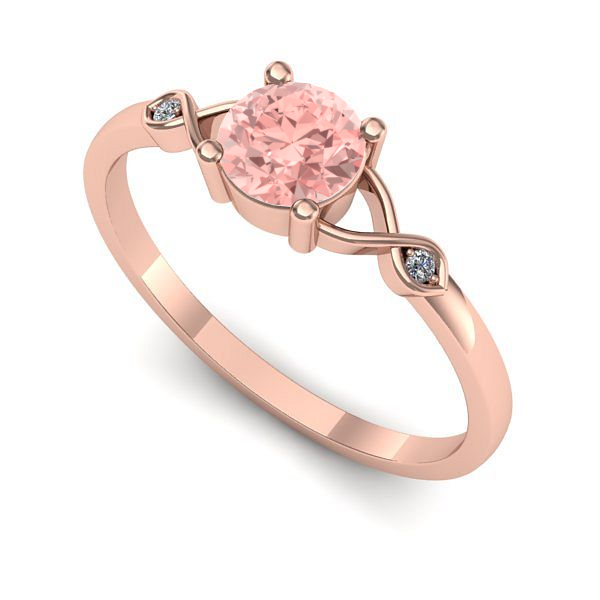 Inel din aur roz cu diamant de laborator roz