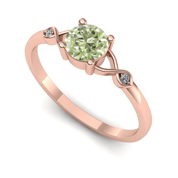 Inel logodna din aur roz cu diamant de laborator verde