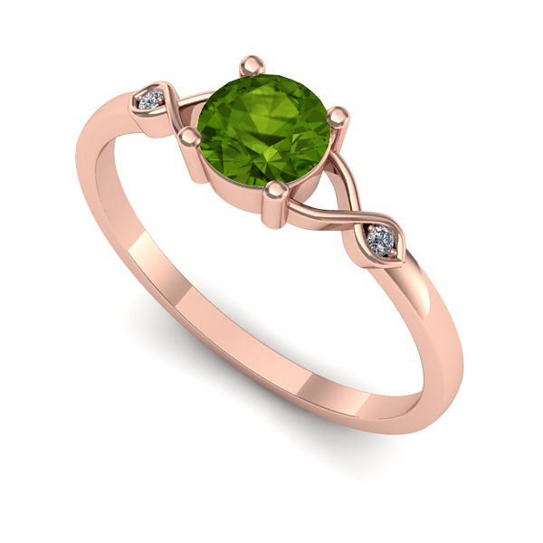 Inel logodna din aur roz cu peridot