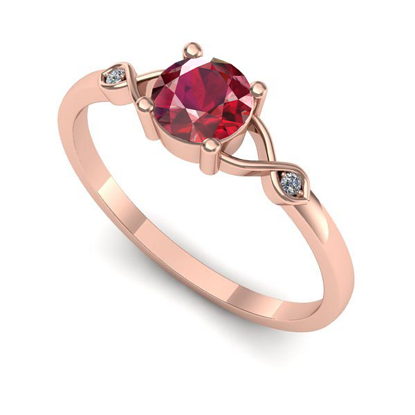 Inel din aur roz cu rubin