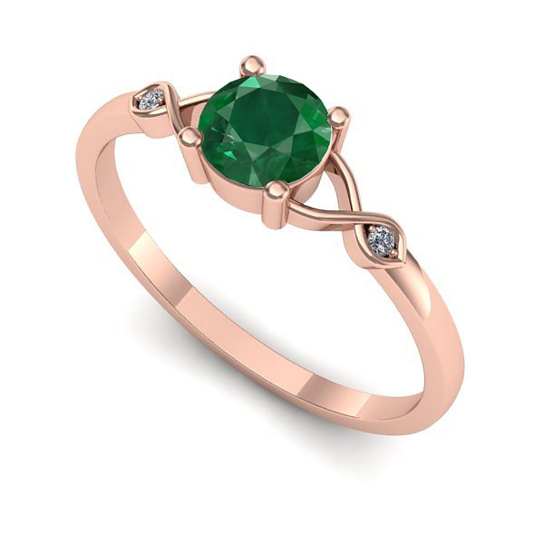 Inel logodna din aur roz cu smarald