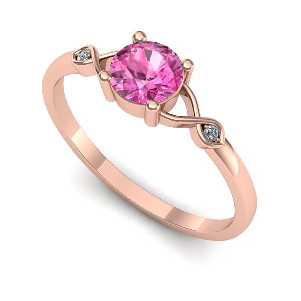 Inel logodna din aur roz cu safir roz