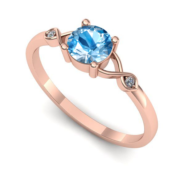 Inel logodna din aur roz cu topaz blue