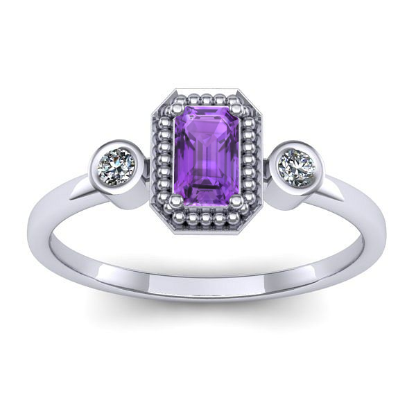 Inel logodna cu ametist dreptunghiular