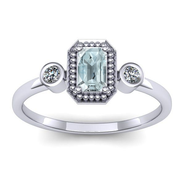Inel logodna cu aquamarin dreptunghiular