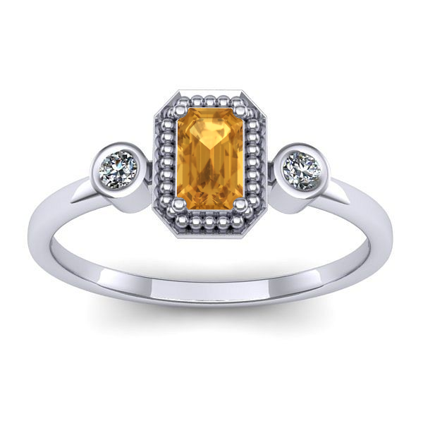 Inel de logodna cu citrin dreptunghiular