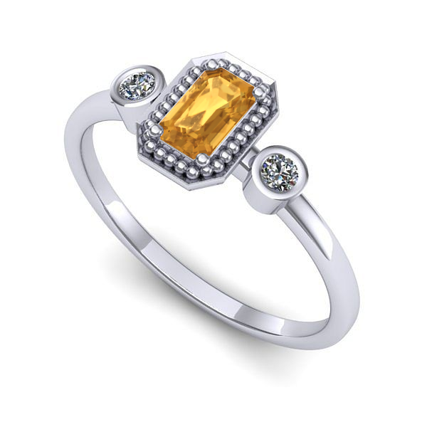 Inel de logodna din aur alb cu citrin