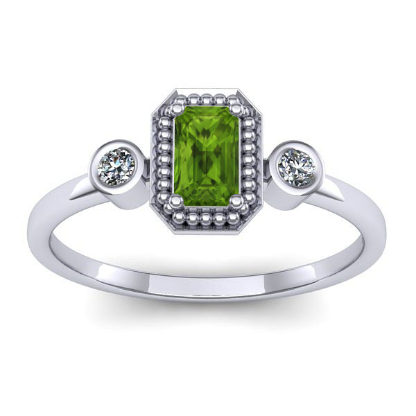 Inel logodna cu peridot dreptunghiular