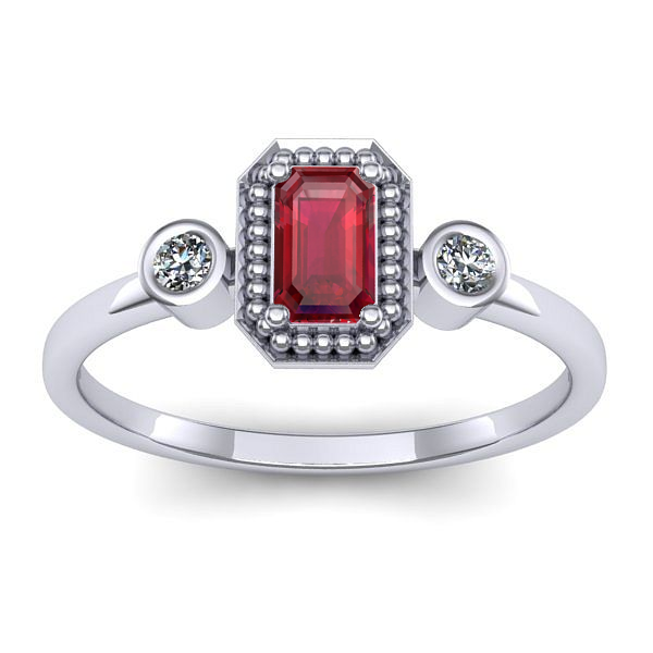 Inel logodna cu rubin dreptunghiular
