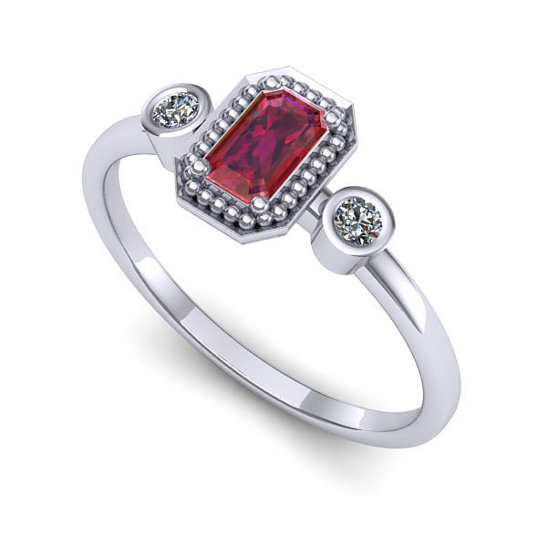 Inel logodna din aur alb cu rubin