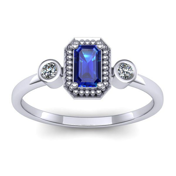 Inel de logodna cu safir dreptunghiular