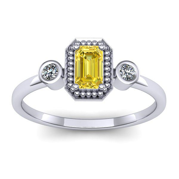 Inel logodna cu safir galben dreptunghiular