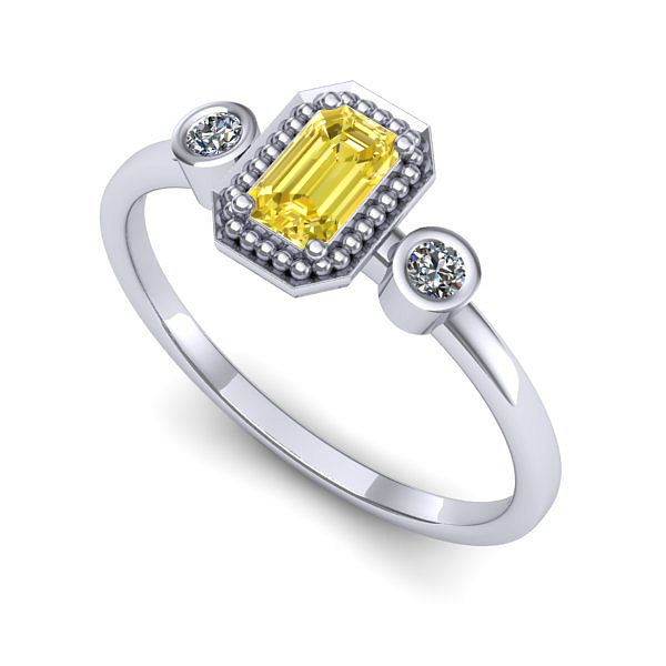 Inel din aur alb cu safir galben