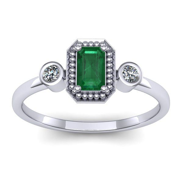 Inel de logodna cu smarald dreptunghiular