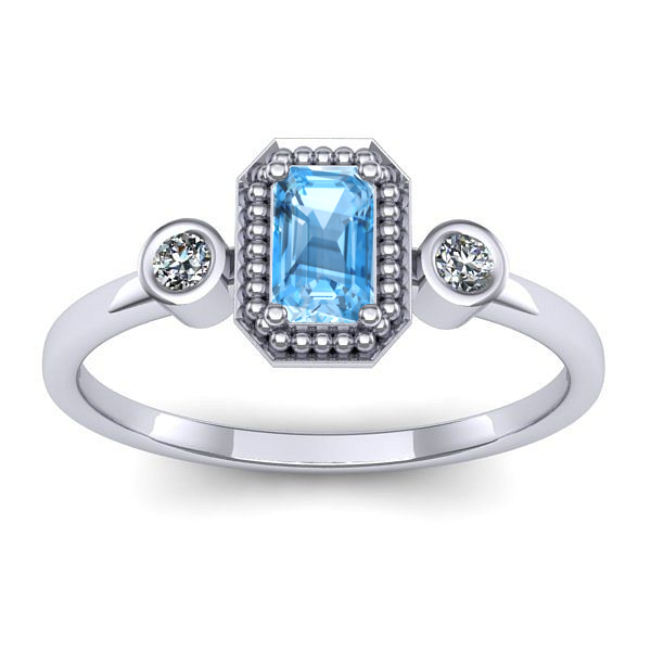Inel logodna cu topaz blue dreptunghiular