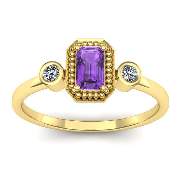 Inel logodna cu ametist dreptunghiular