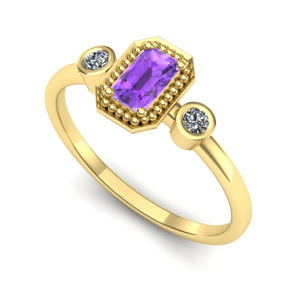 Inel de logodna din aur galben cu ametist