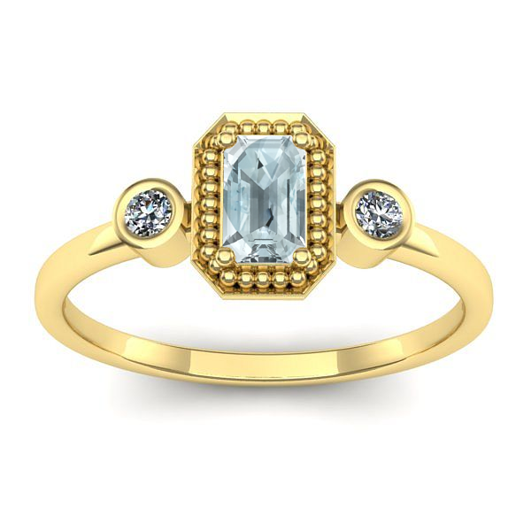 Inel de logodna cu aquamarin dreptunghiular