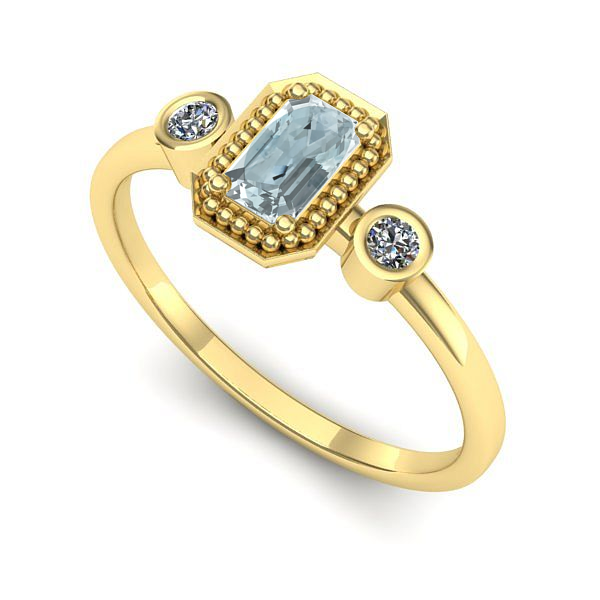 Inel din aur galben cu aquamarin