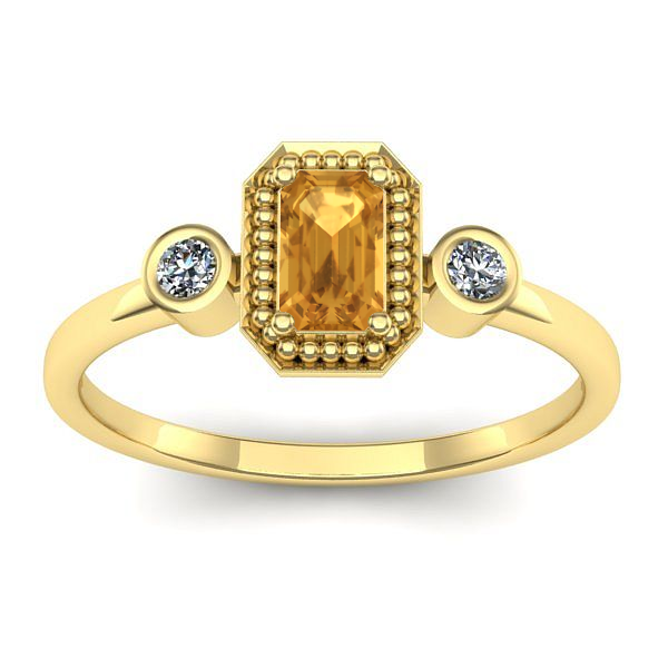 Inel logodna cu citrin dreptunghiular