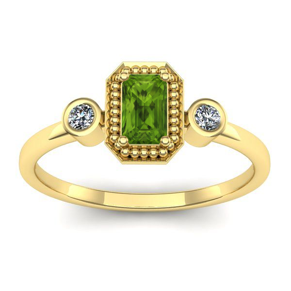 Inel de logodna cu peridot dreptunghiular
