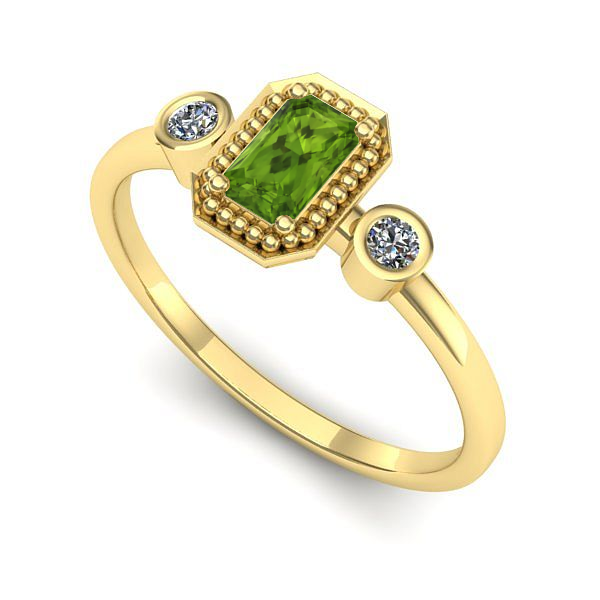 Inel din aur galben cu peridot