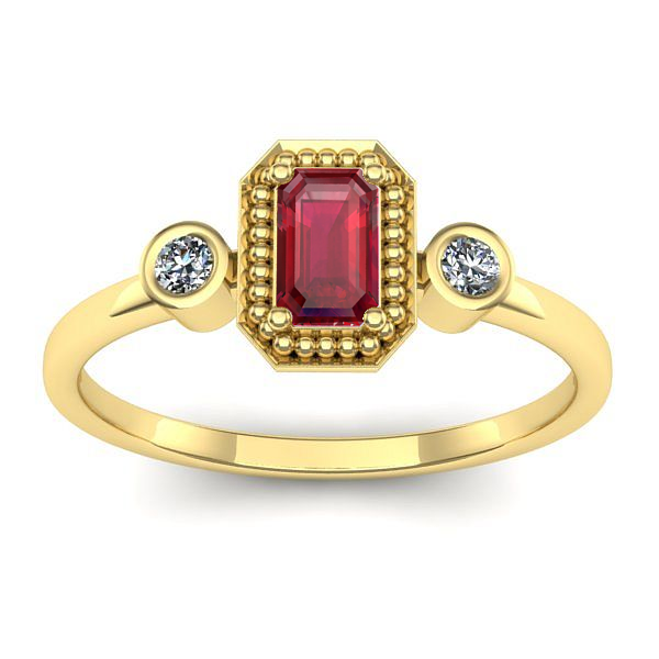 Inel de logodna cu rubin dreptunghiular