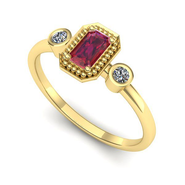 Inel din aur galben cu rubin