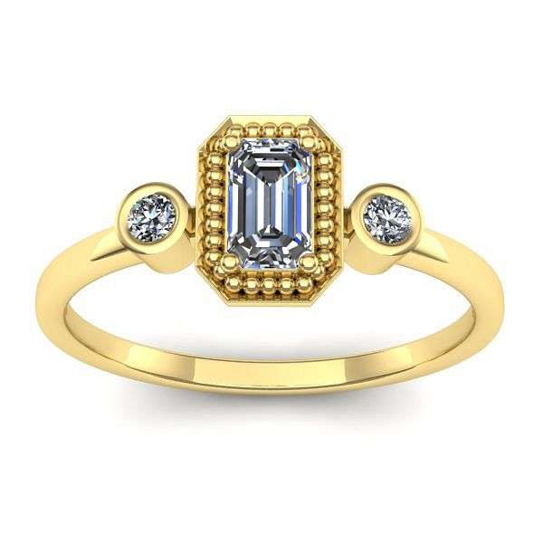 Inel logodna cu safir alb dreptunghiular