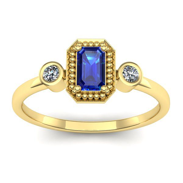 Inel logodna cu safir dreptunghiular