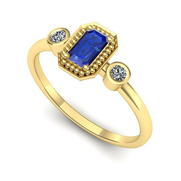 Inel din aur galben cu safir