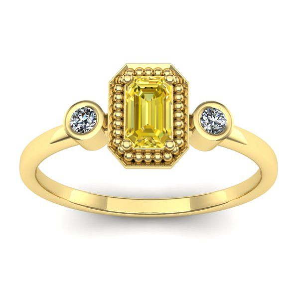 Inel cu safir galben dreptunghiular