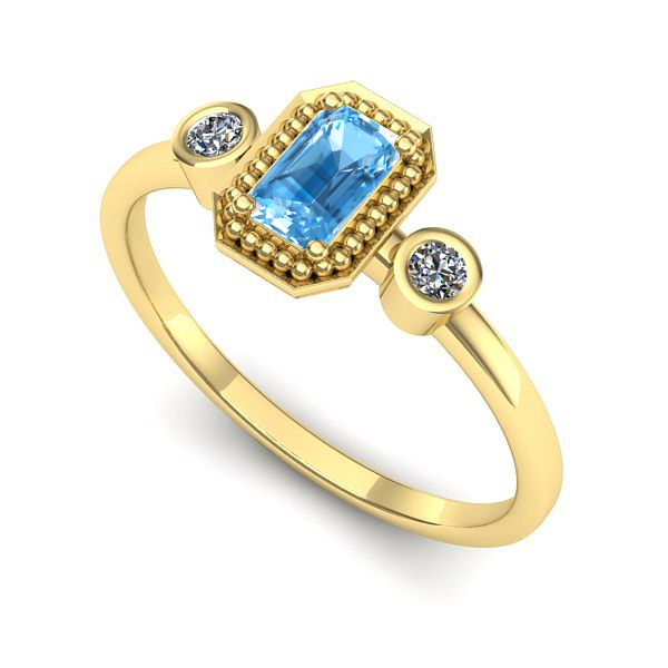 Inel logodna din aur galben cu topaz blue