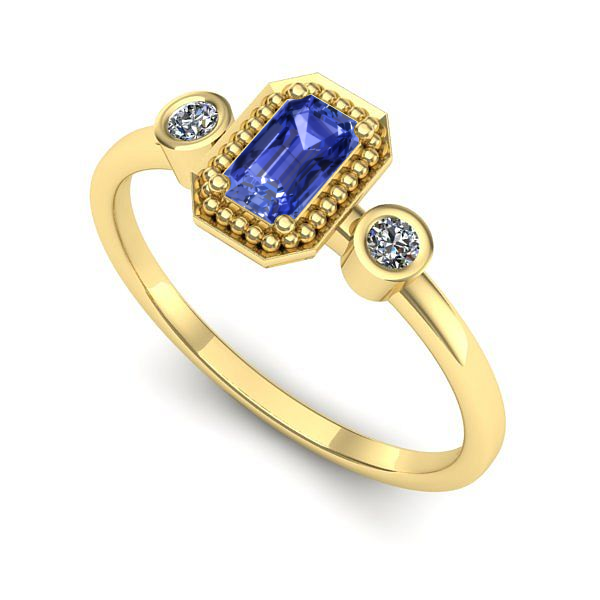 Inel de logodna din aur galben cu tanzanit