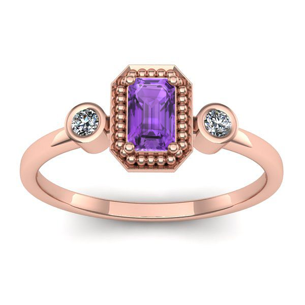 Inel logodna cu ametist dreptunghiular