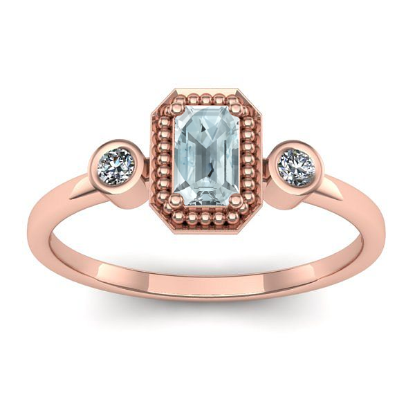 Inel cu aquamarin dreptunghiular