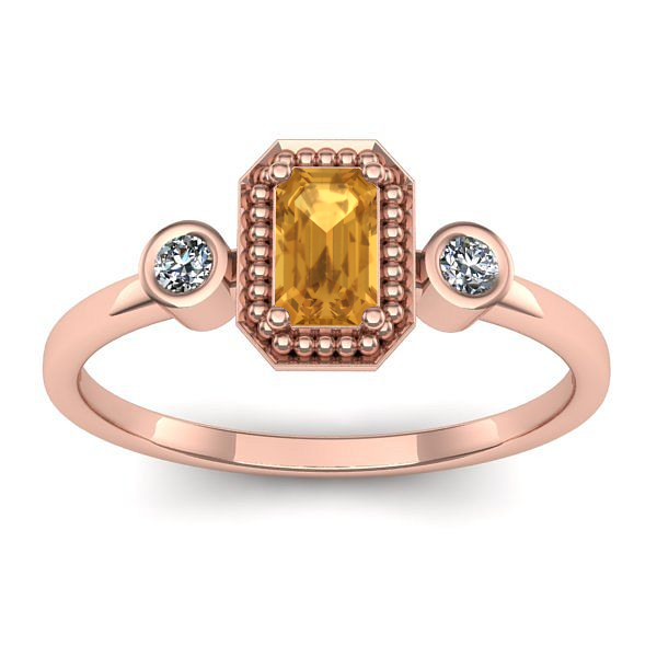 Inel cu citrin dreptunghiular