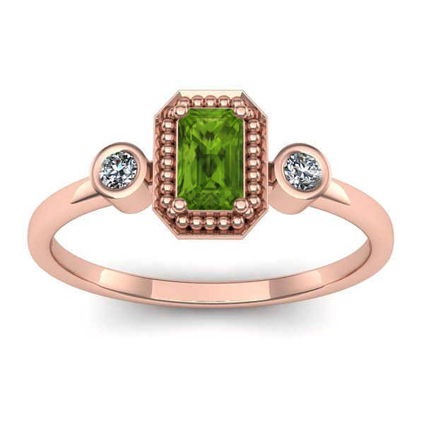 Inel logodna cu peridot dreptunghiular