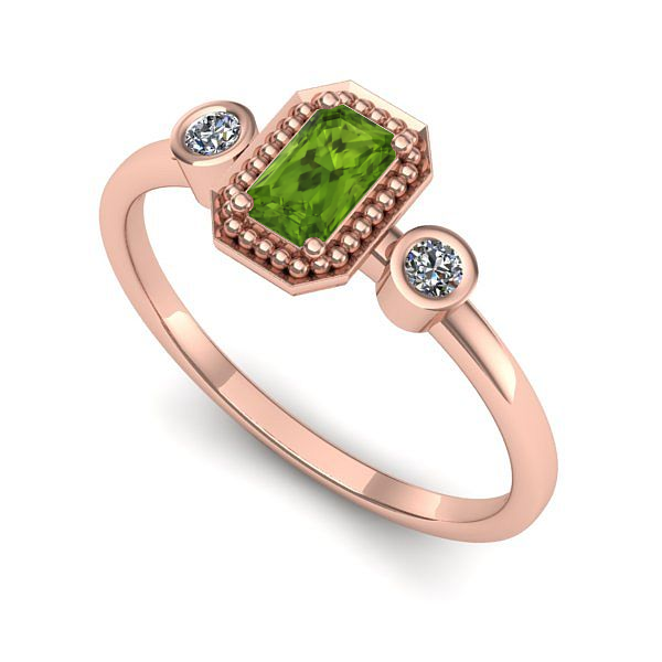 Inel de logodna din aur roz cu peridot
