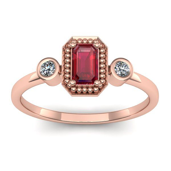 Inel cu rubin dreptunghiular